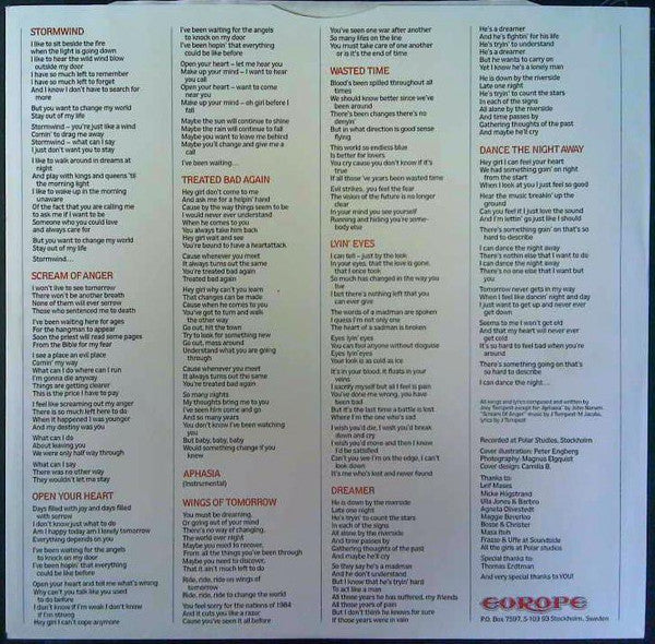 Europe (2) : Wings Of Tomorrow (LP, Album, RP, 57-)