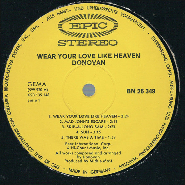 Donovan : Wear Your Love Like Heaven (LP, Album)