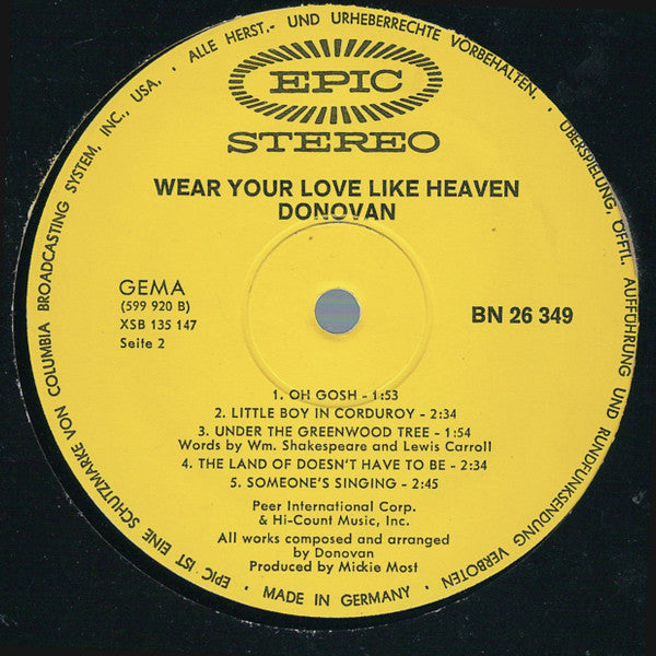 Donovan : Wear Your Love Like Heaven (LP, Album)