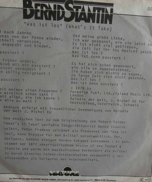 Bernd Stantin : Was Ist Los (7")