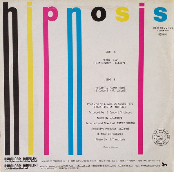 Hipnosis : Droid / Automatic Piano (12", Maxi)