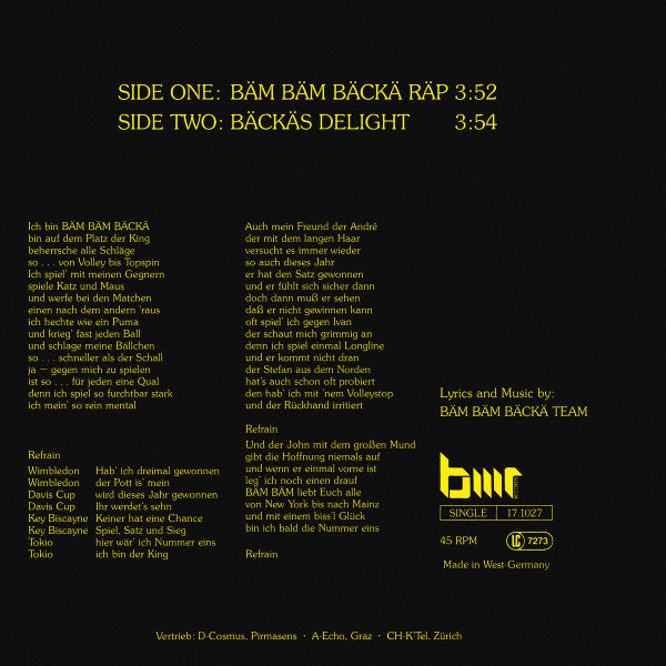 Bäm Bäm Bäckä : Bäm Bäm Bäckä Räp (7", Single)
