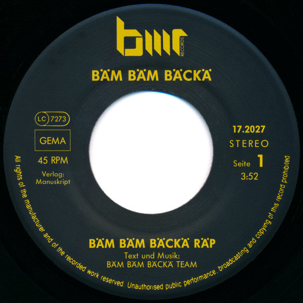 Bäm Bäm Bäckä : Bäm Bäm Bäckä Räp (7", Single)