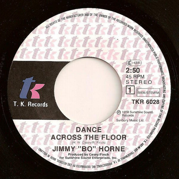 Jimmy "Bo" Horne : Dance Across The Floor (7", Single, Tex)