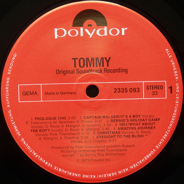 Various : Tommy (Original Soundtrack Recording) (2xLP, Album, RP)