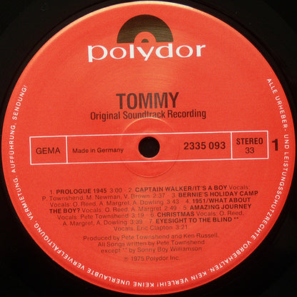 Various : Tommy (Original Soundtrack Recording) (2xLP, Album, RP)