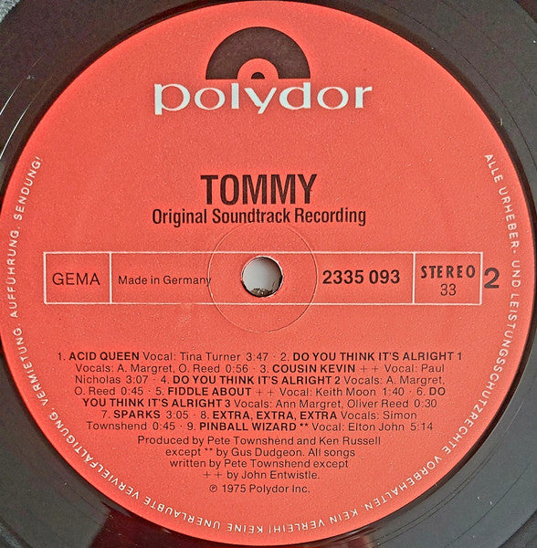 Various : Tommy (Original Soundtrack Recording) (2xLP, Album, RP)