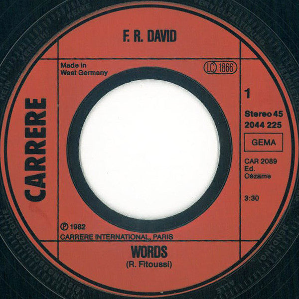F.R. David : Words (7", Single)