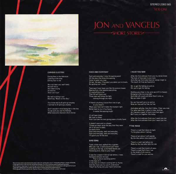 Jon And Vangelis* : Short Stories (LP, Album)