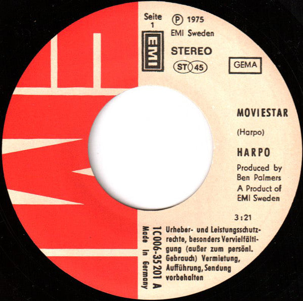 Harpo : Moviestar (7", Single)