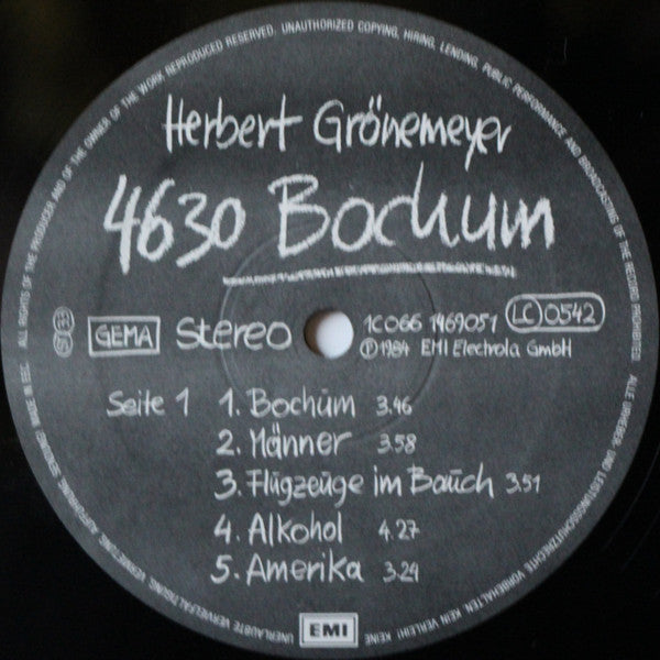 Herbert Grönemeyer : 4630 Bochum (LP, Album)