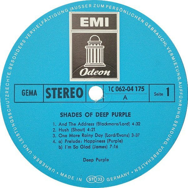 Deep Purple : Shades Of Deep Purple (LP, Album)