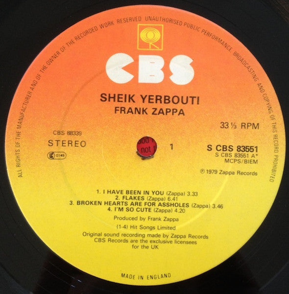 Frank Zappa : Sheik Yerbouti (2xLP, Album, Gat)