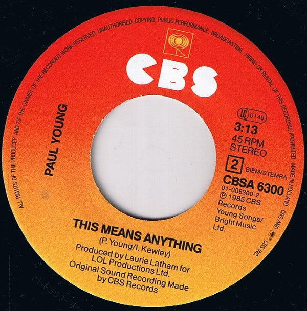 Paul Young : Every Time You Go Away (7", Single)