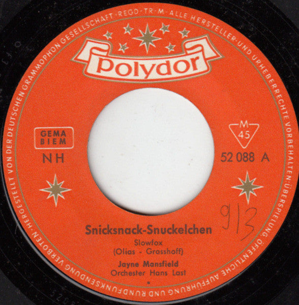 Jayne Mansfield : Snicksnack - Snuckelchen / Wo Ist Der Mann (7", Single, Mono)