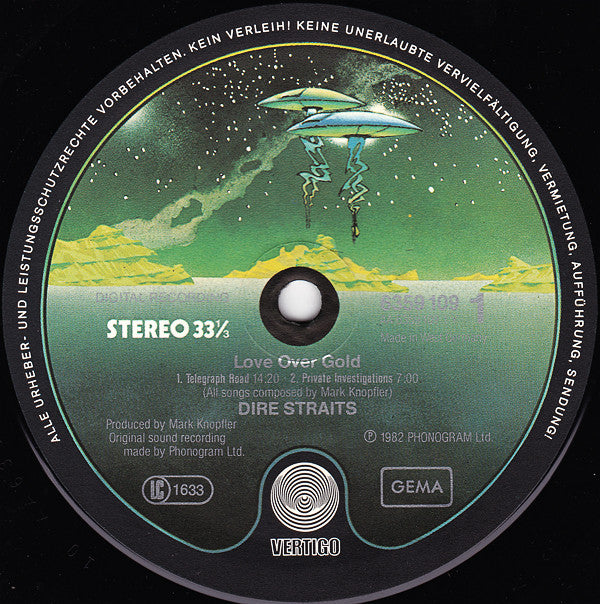 Dire Straits : Love Over Gold (LP, Album, Dig)