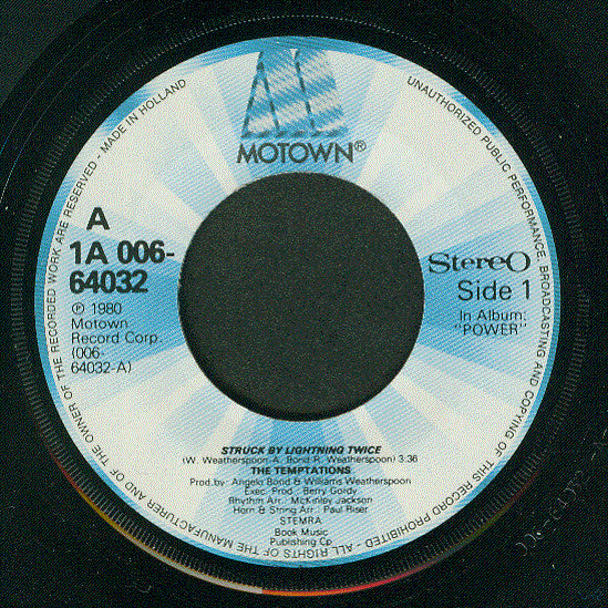 The Temptations : Struck By Lightning Twice (7", Single)