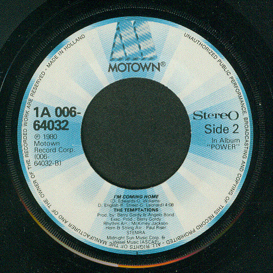 The Temptations : Struck By Lightning Twice (7", Single)