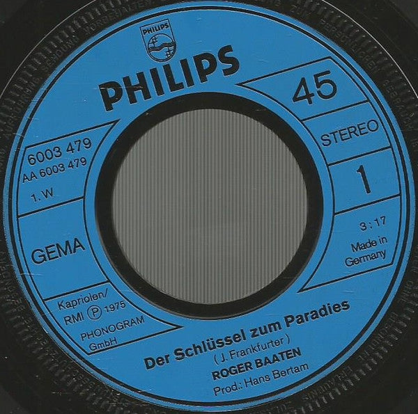 Roger Baeten : Der Schlüssel Zum Paradies (7", Single)