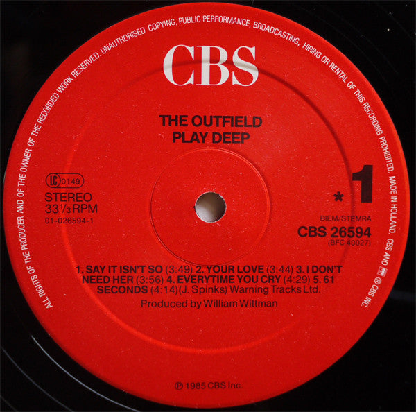 The Outfield : Play Deep (LP, Album)