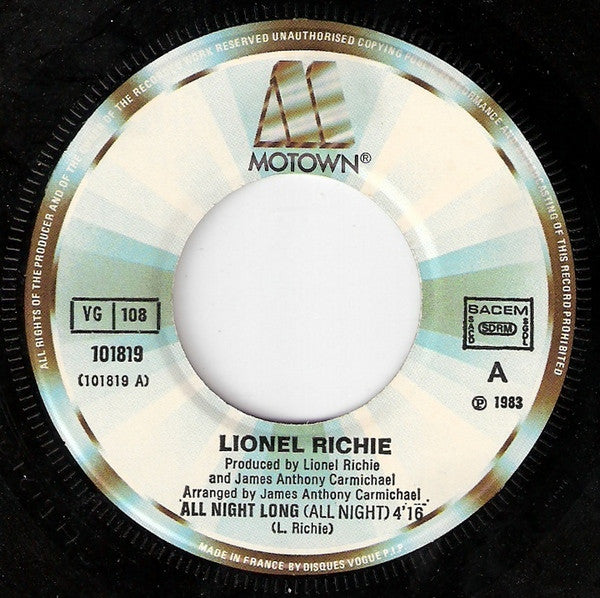 Lionel Richie : All Night Long (All Night) (7", Single)