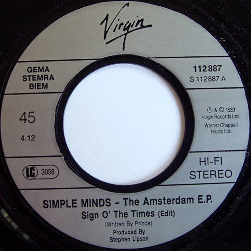 Simple Minds : The Amsterdam EP (7", EP)