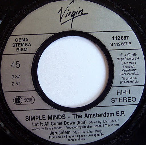 Simple Minds : The Amsterdam EP (7", EP)