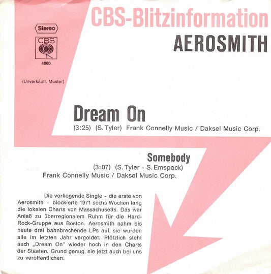 Aerosmith : Dream On (7", Single, Promo)