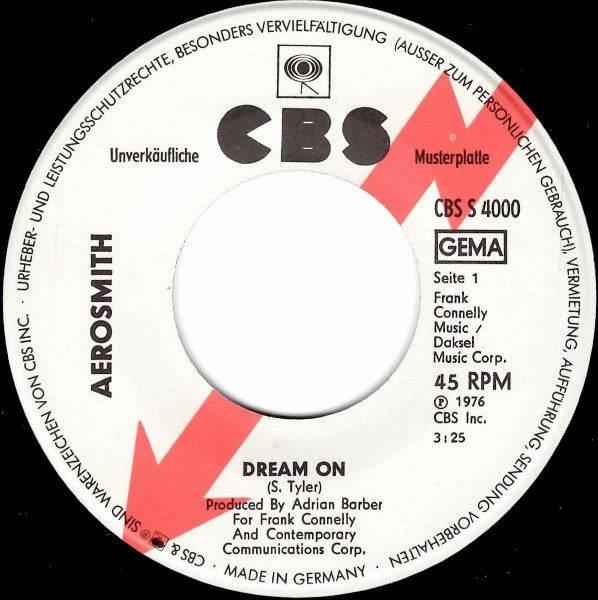 Aerosmith : Dream On (7", Single, Promo)