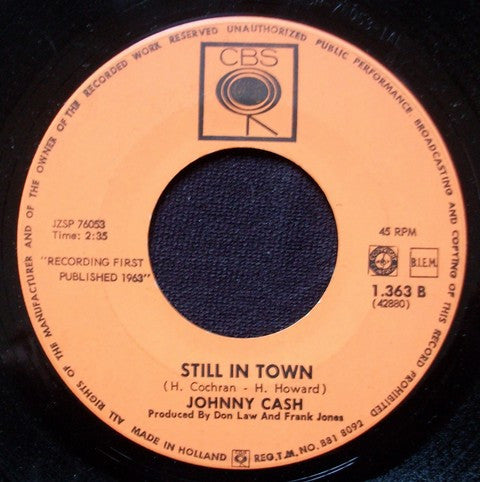 Johnny Cash : The Matador / Still In Town (7", Single)