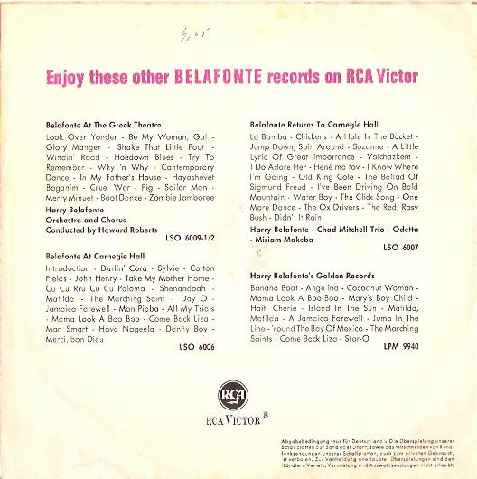 Harry Belafonte : Little Bit Of Rain / Roll On, Buddy (7")