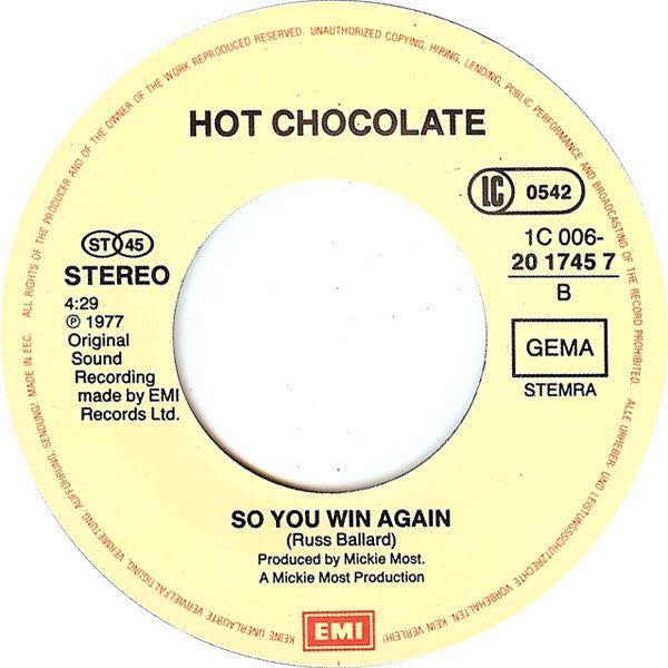 Hot Chocolate : Every 1's A Winner (Groove Mix) (7", Single)