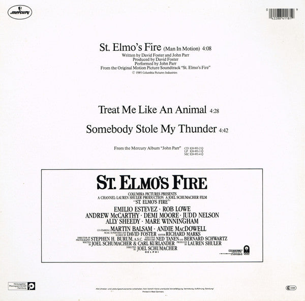 John Parr : St. Elmo's Fire (Man In Motion) (12", Maxi)