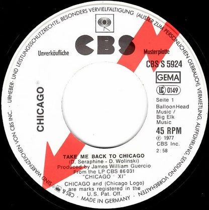 Chicago (2) : Take Me Back To Chicago / Policeman (7", Single, Promo)