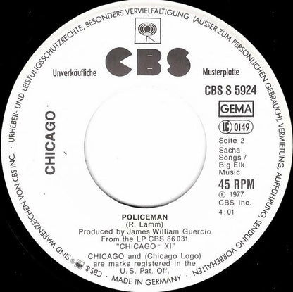Chicago (2) : Take Me Back To Chicago / Policeman (7", Single, Promo)