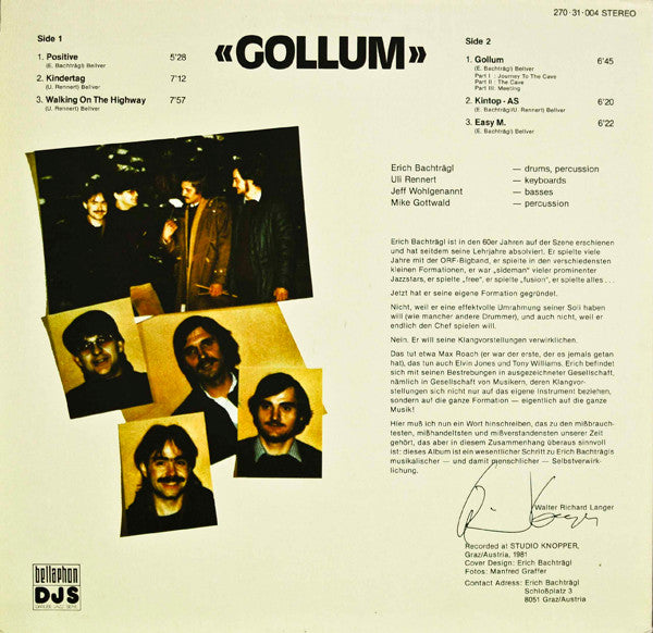 Erich Bachträgl*, Uli Rennert, Jeff Wohlgenannt, Mike Gottwald (2) : "Gollum" (LP, Album)