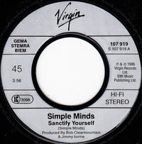 Simple Minds : Sanctify Yourself (7", Single)