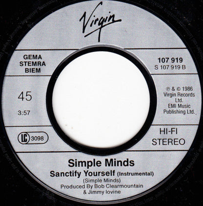 Simple Minds : Sanctify Yourself (7", Single)