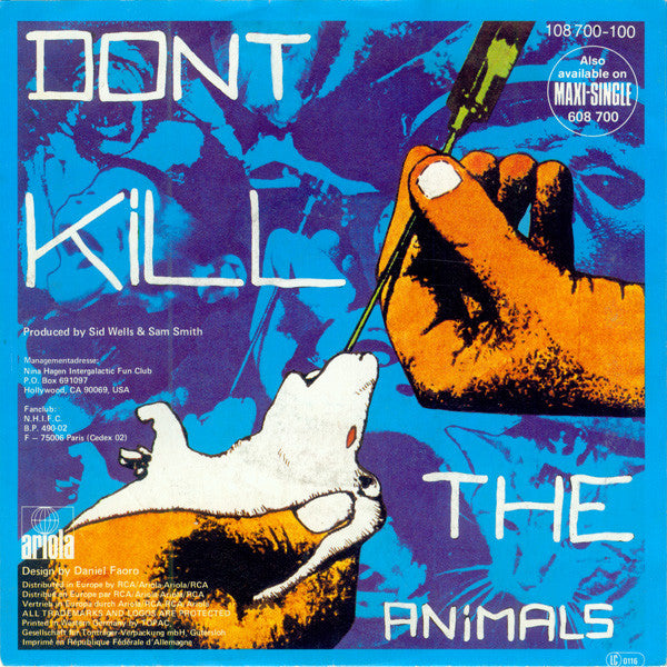 Nina Hagen / Lene Lovich : Don't Kill The Animals (7", Single)