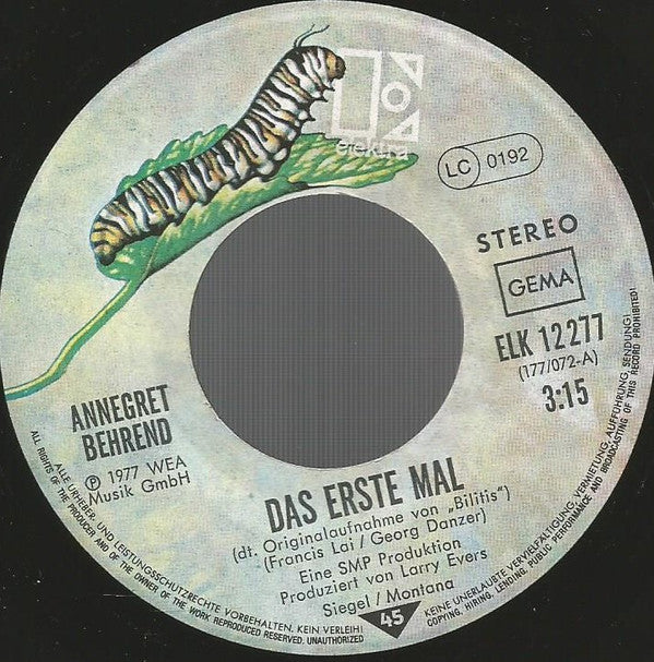 Annegret Behrend : Das Erste Mal (Bilitis) (7", Single)