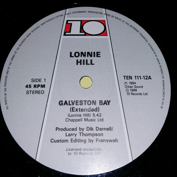 Lonnie Hill : Galveston Bay (12", Single, Pic)