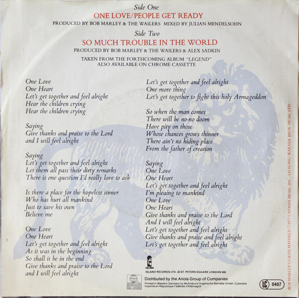 Bob Marley And The Wailers* : One Love/People Get Ready (7", Single)
