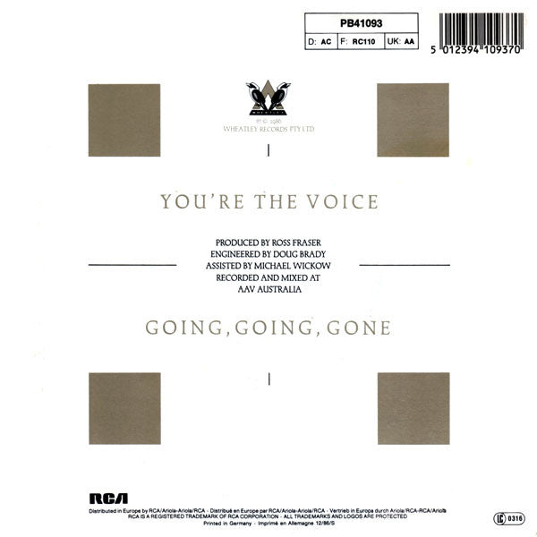 John Farnham : You're The Voice (7", Single)