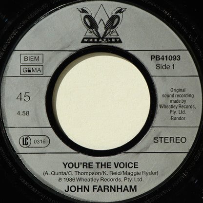 John Farnham : You're The Voice (7", Single)