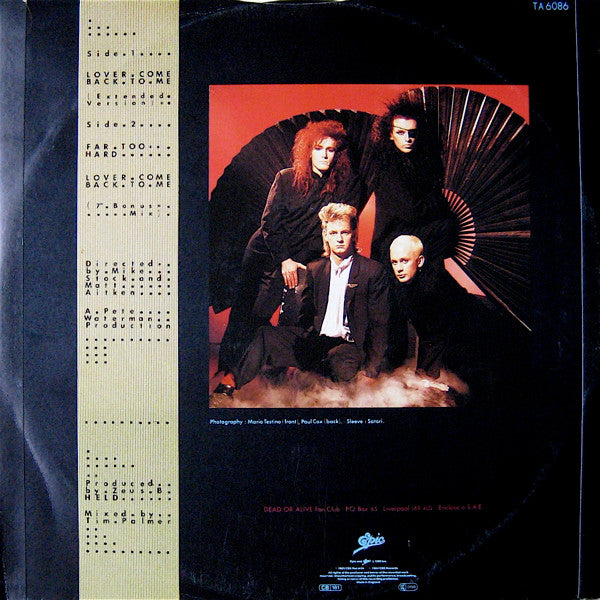 Dead Or Alive : Lover Come Back To Me (12", Single, Glo)