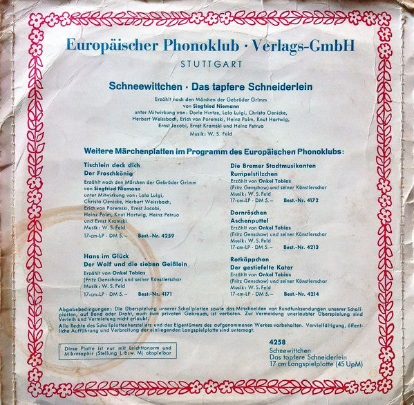 Gebrüder Grimm : Schneewittchen • Das Tapfere Schneiderlein (7", Mono)