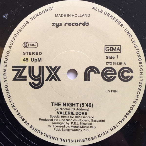 Valerie Dore : The Night (Special Remix) (12")