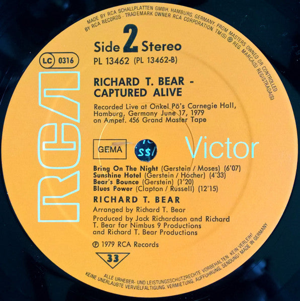 Richard T. Bear : Captured Alive (LP, Album)