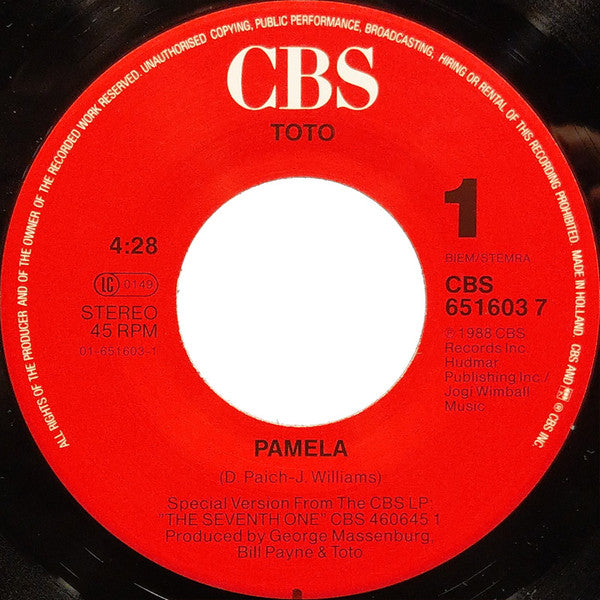 Toto : Pamela (7", Single)