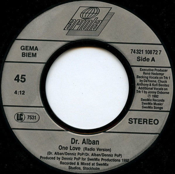 Dr. Alban : One Love (7", Single)